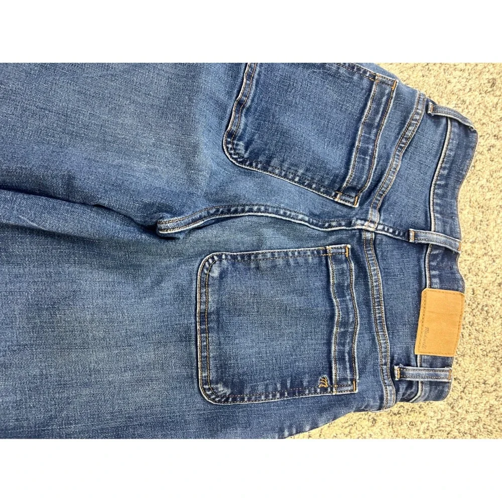 Madewell Emmett Wide-Leg Crop Jeans Blue Raw Hem Patch Pockets NR479 Womens 25